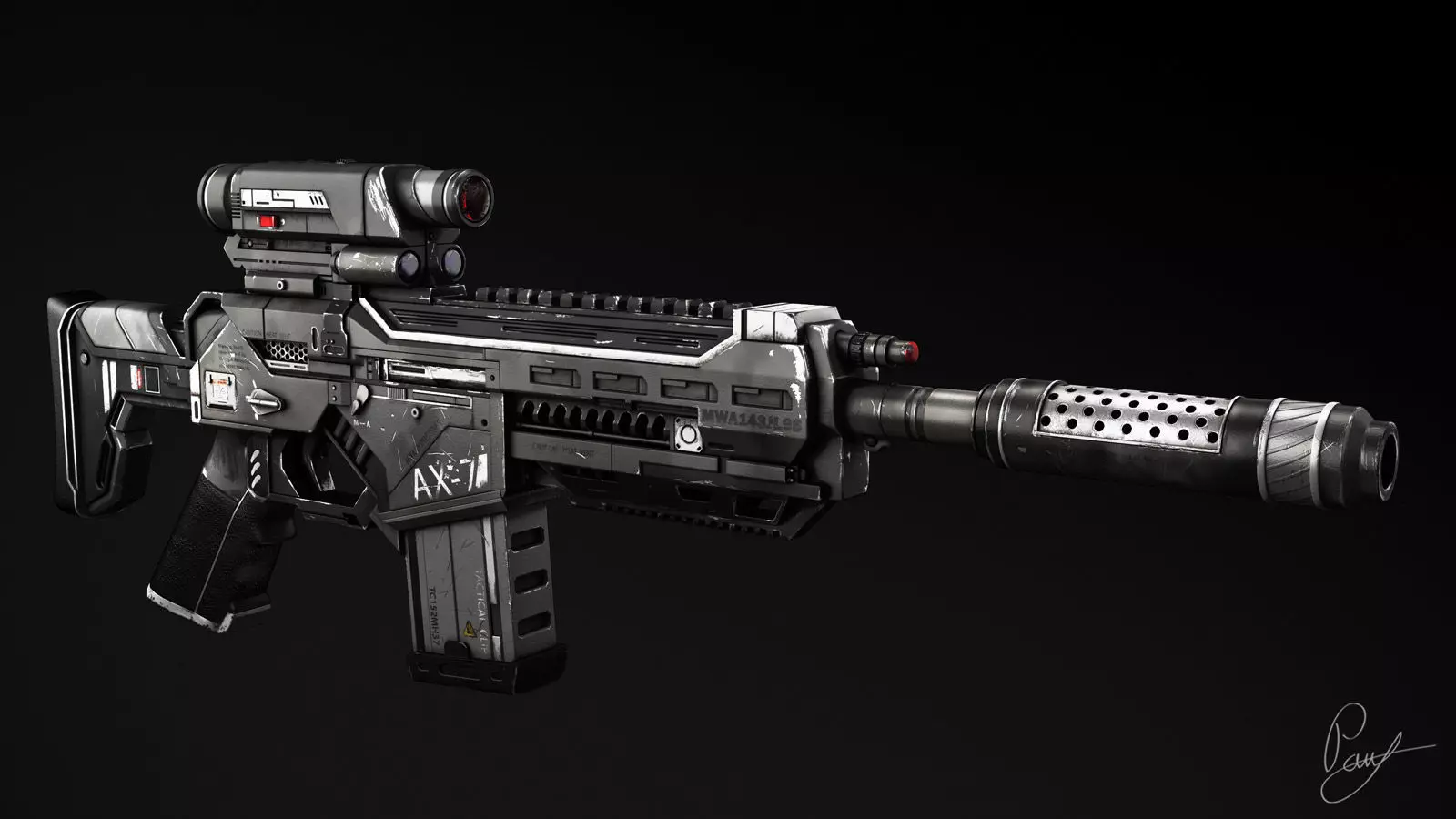 AX-7 Assault Rifle 3D model_0
