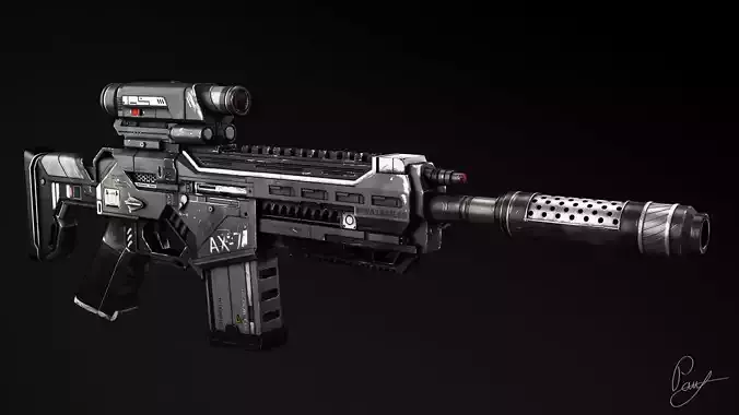 AX-7 Assault Rifle 3D model