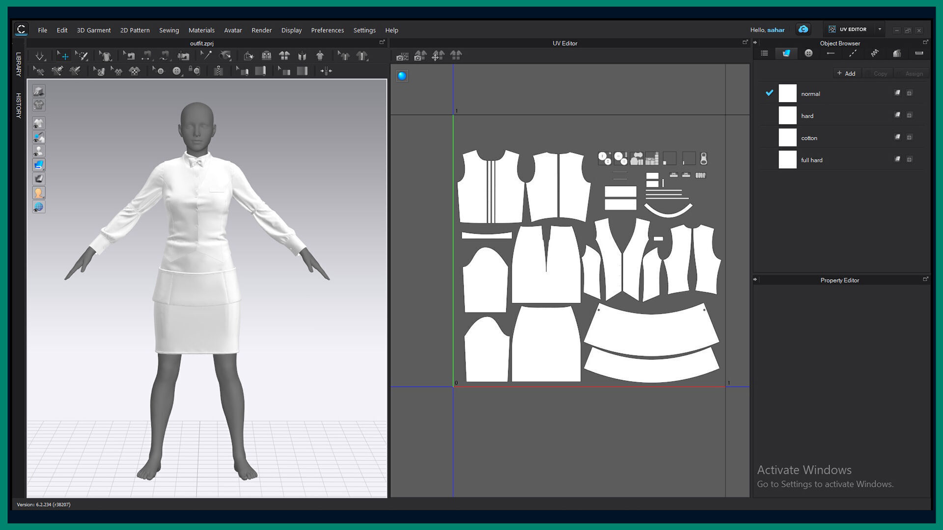 female waiter uniform with texture 3D model_7