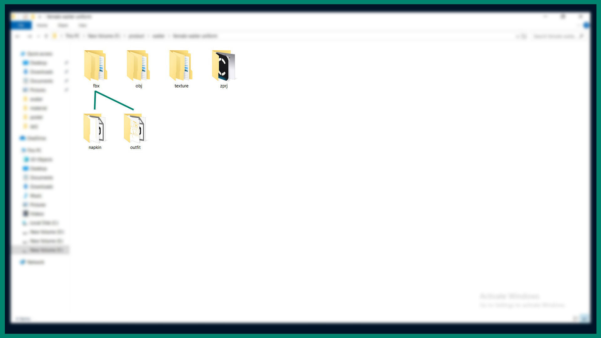 female waiter uniform with texture 3D model_6