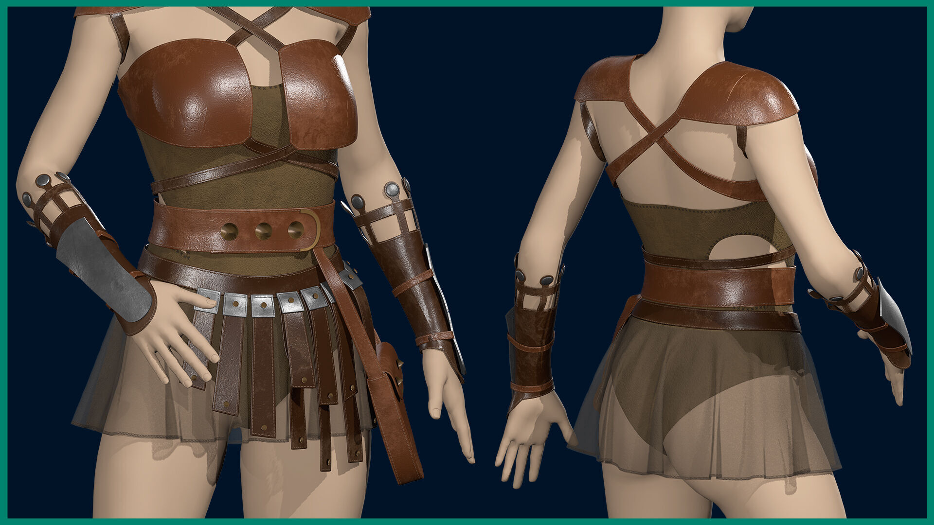 female warrior outfit with texture-vol2 3D model_5