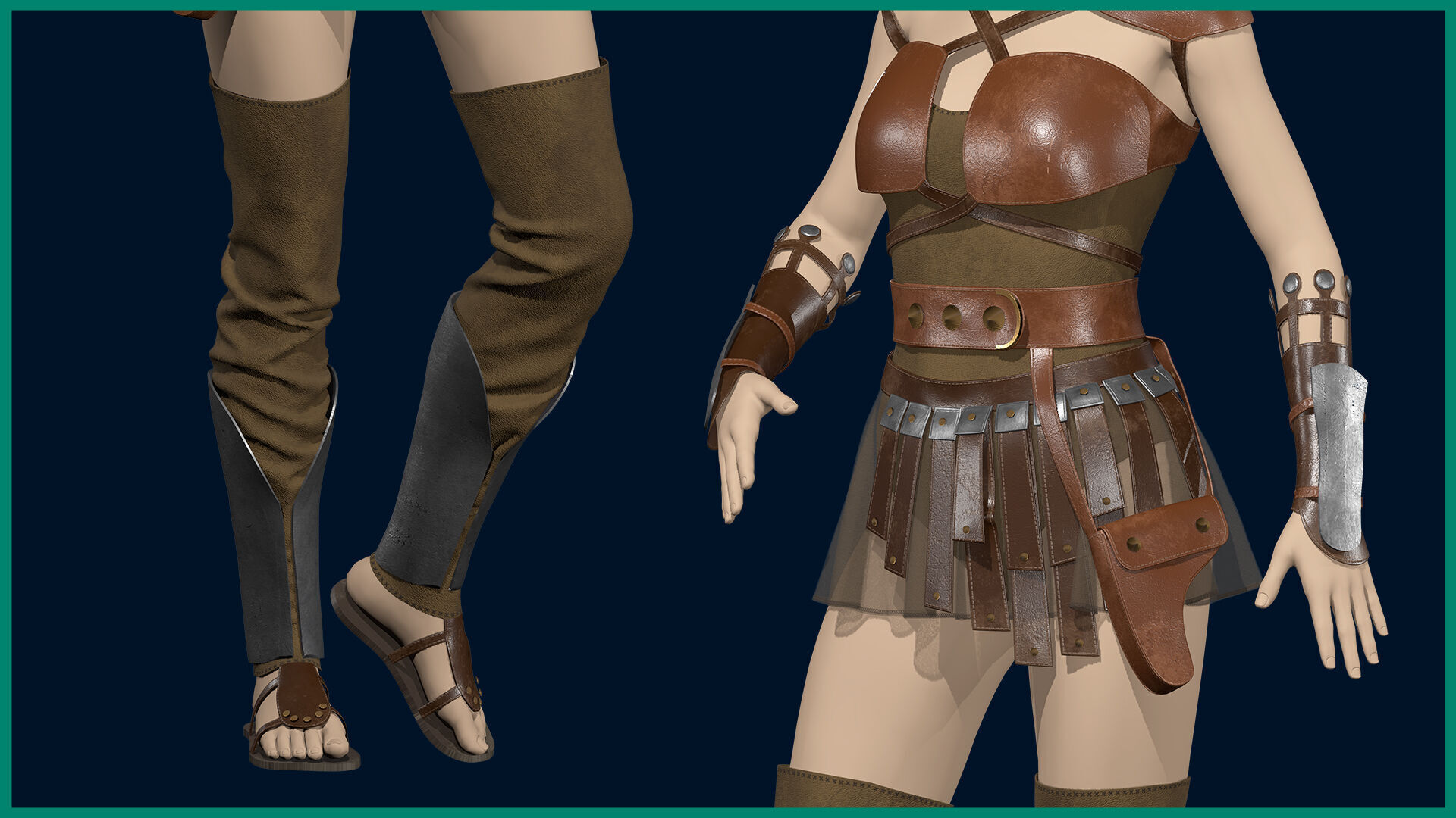 female warrior outfit with texture-vol2 3D model_6