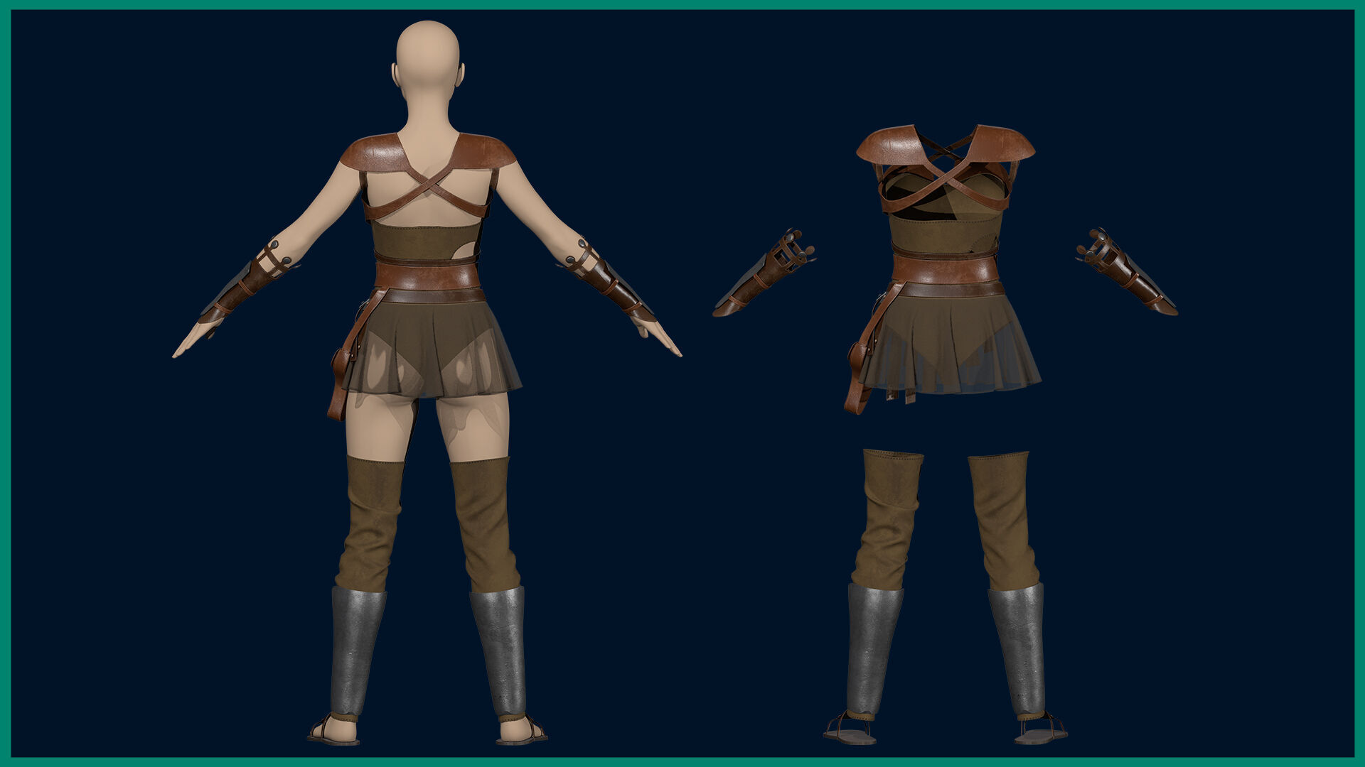 female warrior outfit with texture-vol2 3D model_2