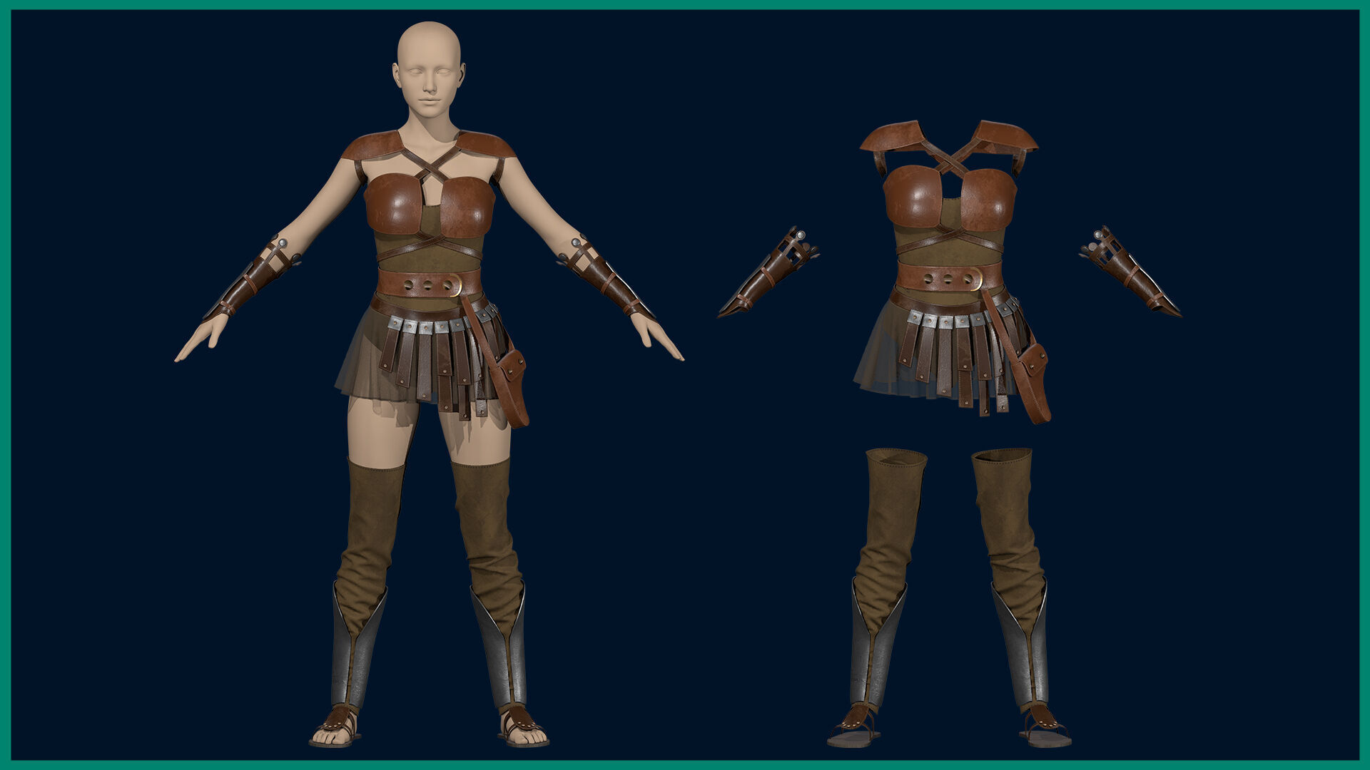 female warrior outfit with texture-vol2 3D model_1