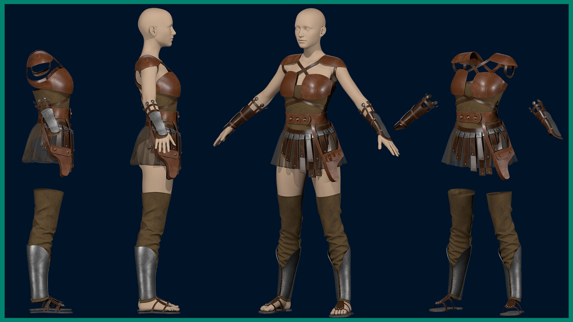 female warrior outfit with texture-vol2 3D model_3