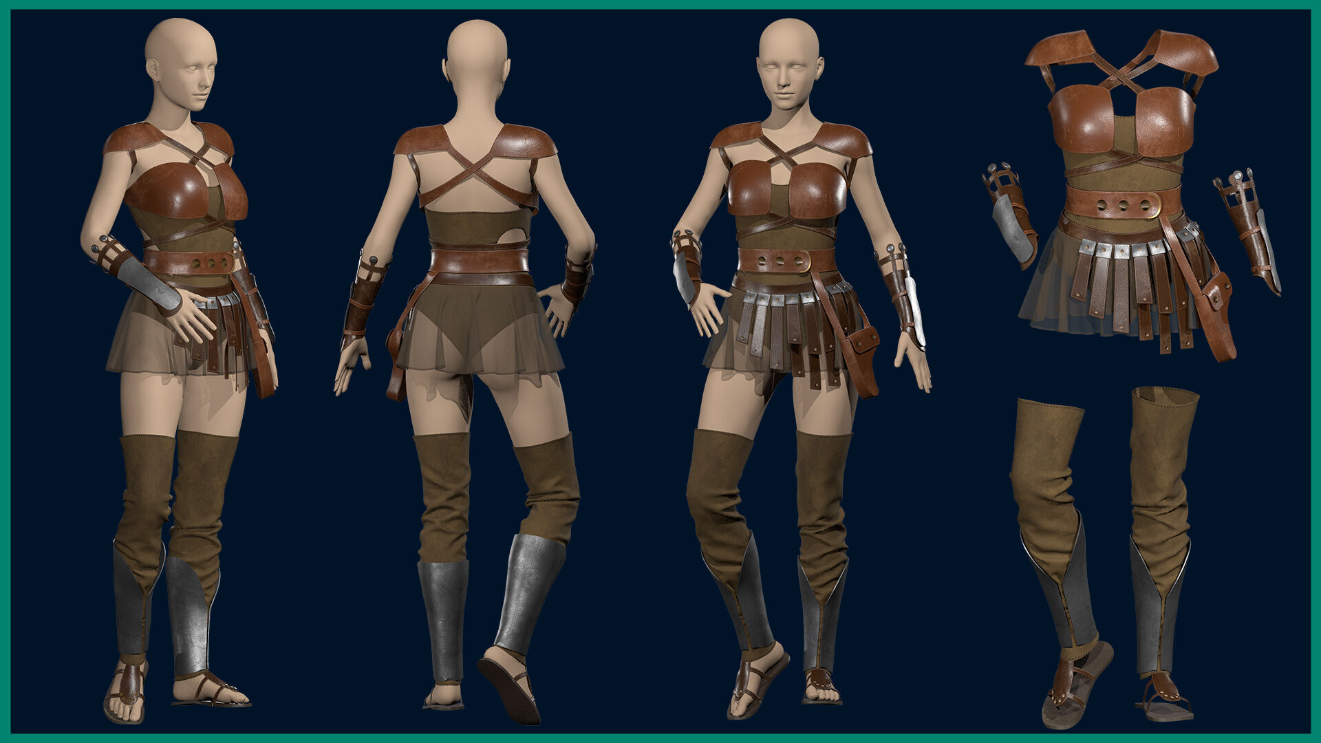 female warrior outfit with texture-vol2 3D model_4