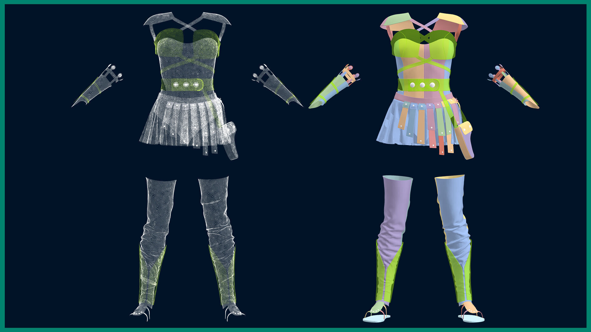 female warrior outfit with texture-vol2 3D model_9
