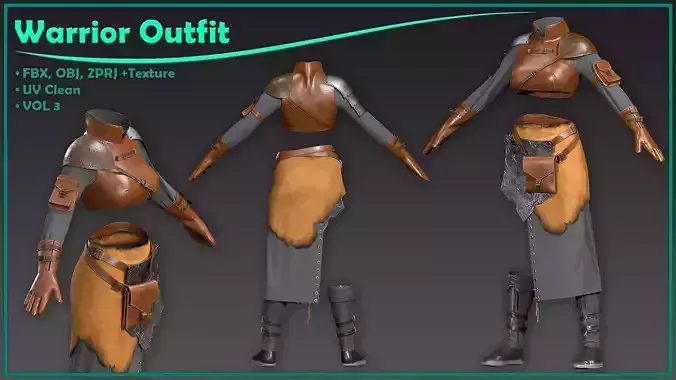 female warrior outfit with texture