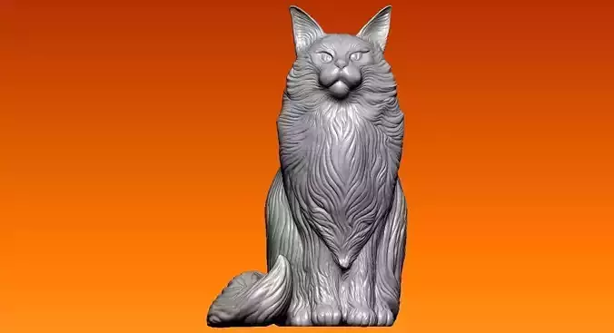 Cute sitting cat model - decor - 3D print