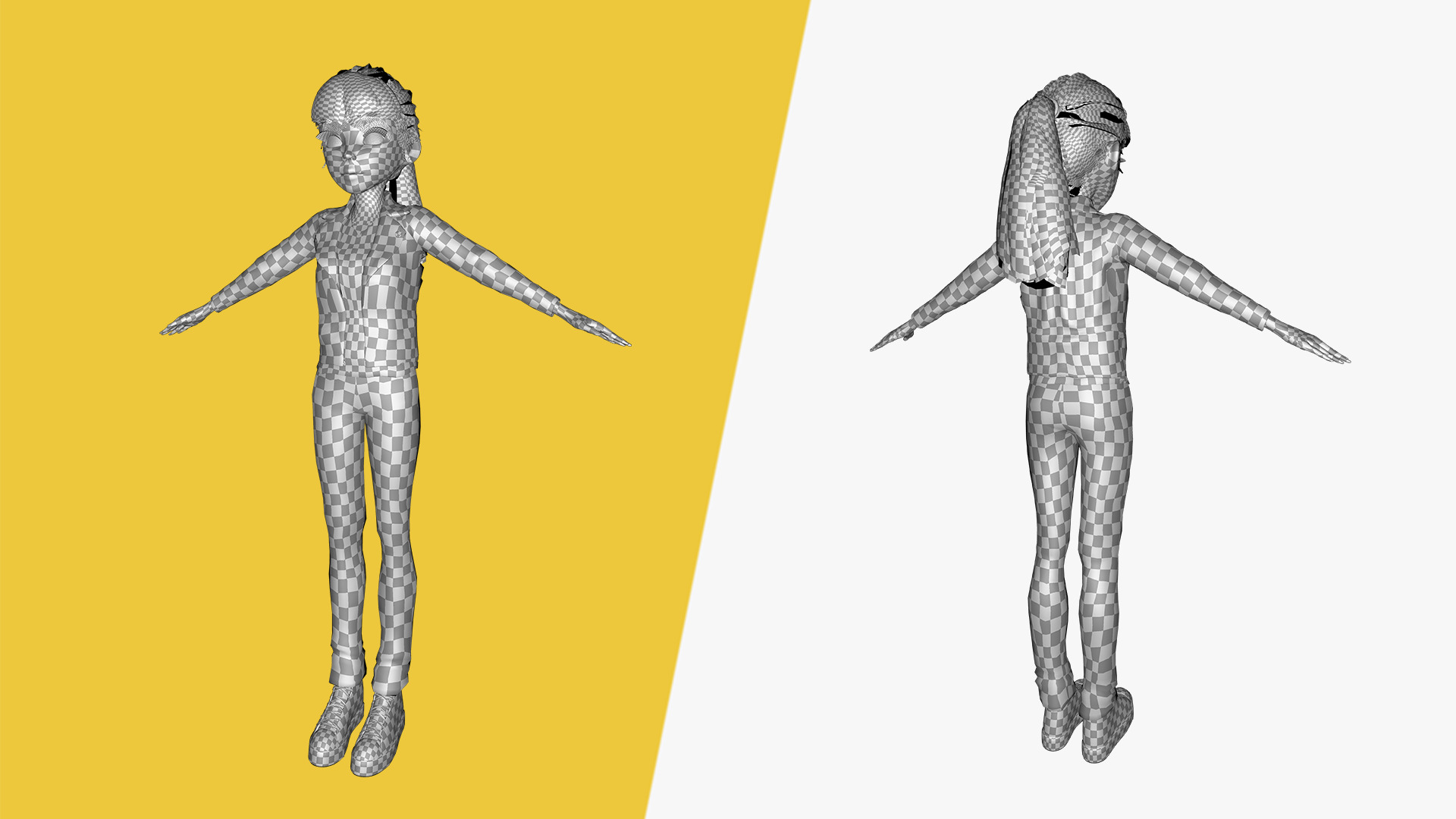 Trendy Girl with Leather Jacket Stylized 3D Female Character Low-poly 3D model_25