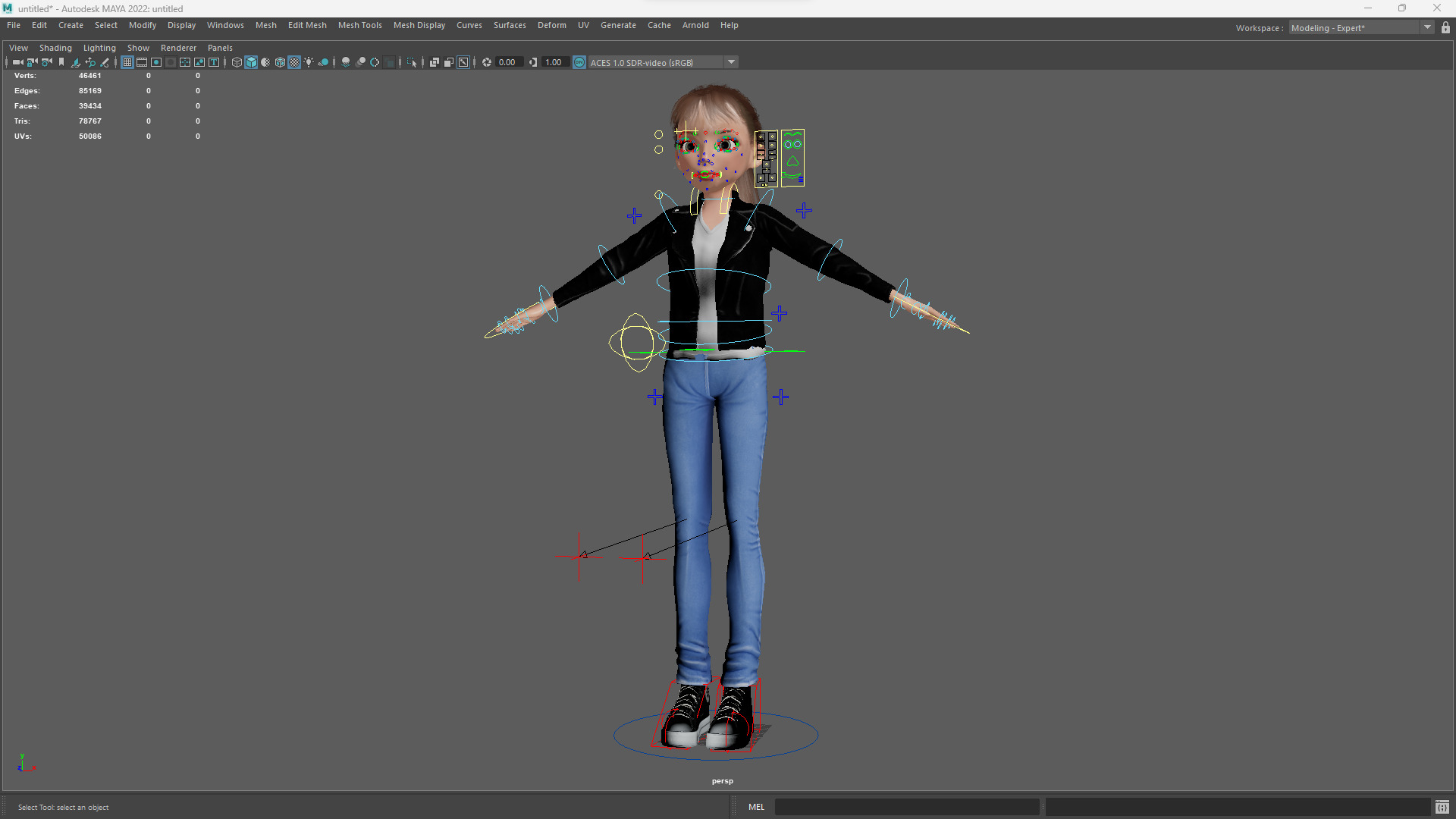 Trendy Girl with Leather Jacket Stylized 3D Female Character Low-poly 3D model_19