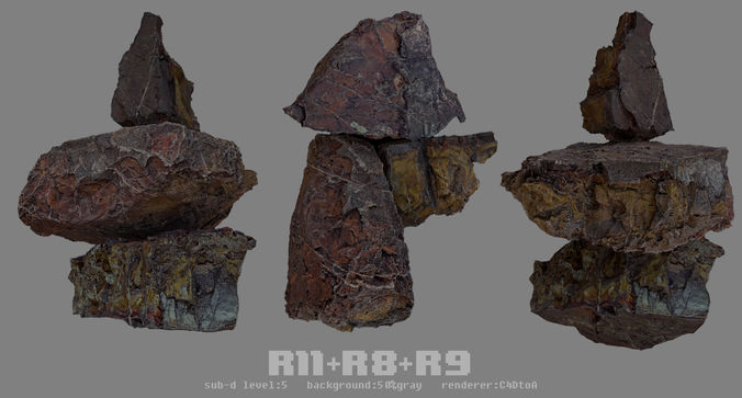 tripple red rock set Low-poly 3D model