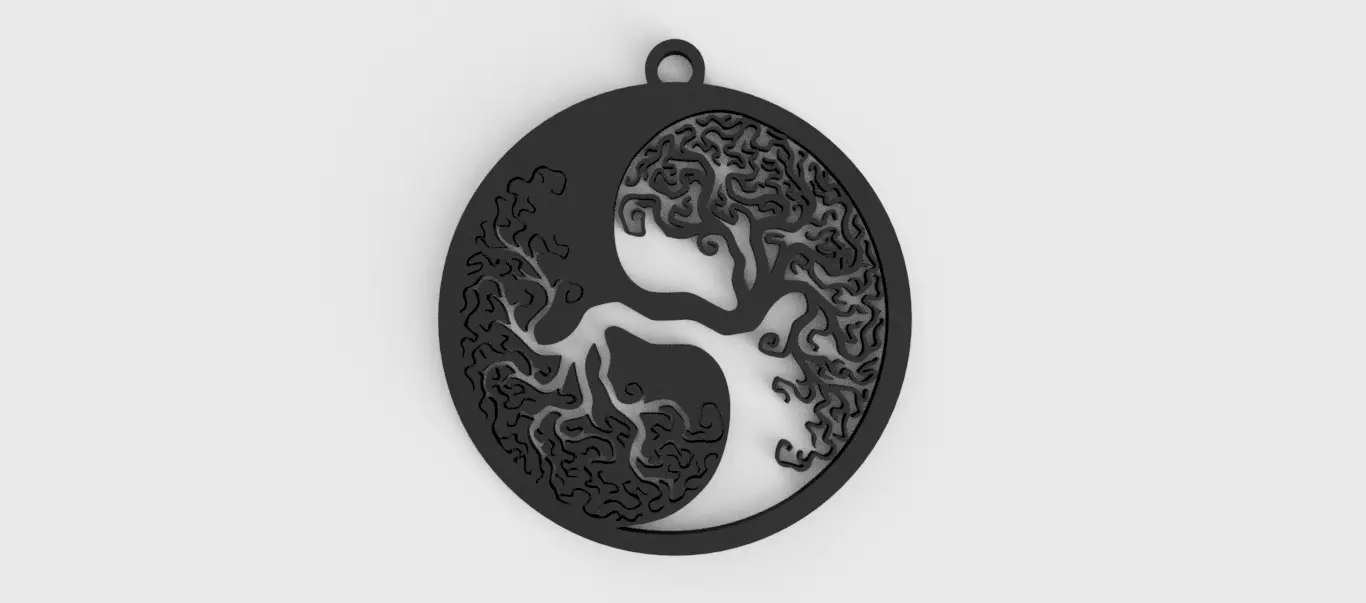 Ying yang tree of life openwork keychain - pendant - earrings 3D print model
