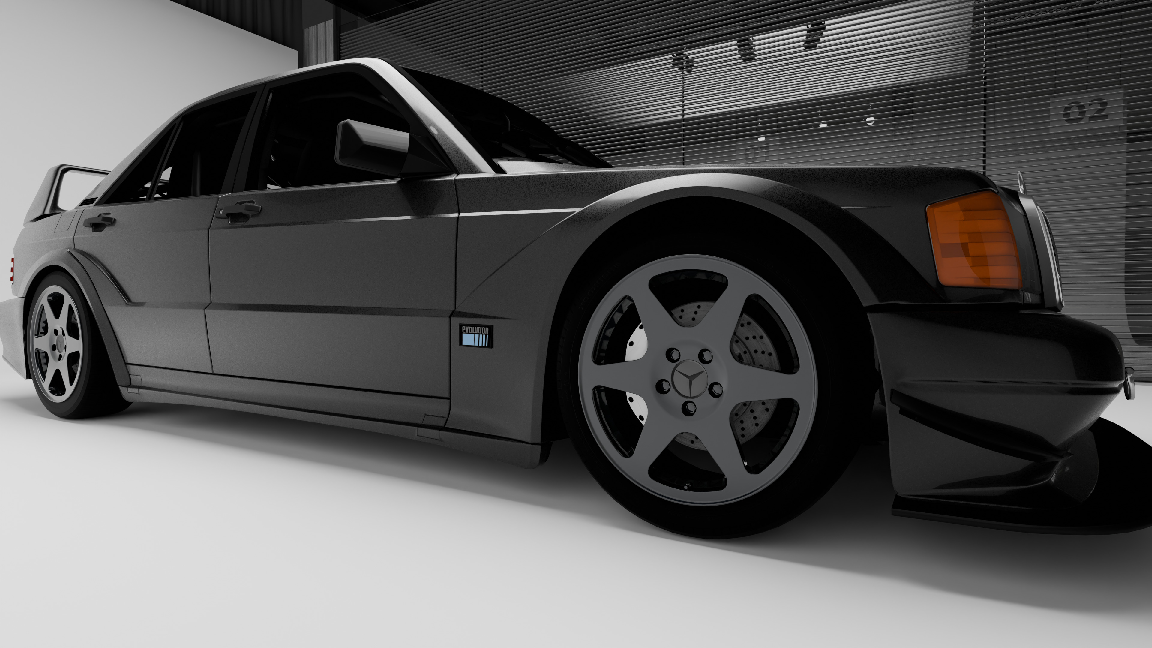 Mercedes Benz 190E   Evolution II Low-poly 3D model_6