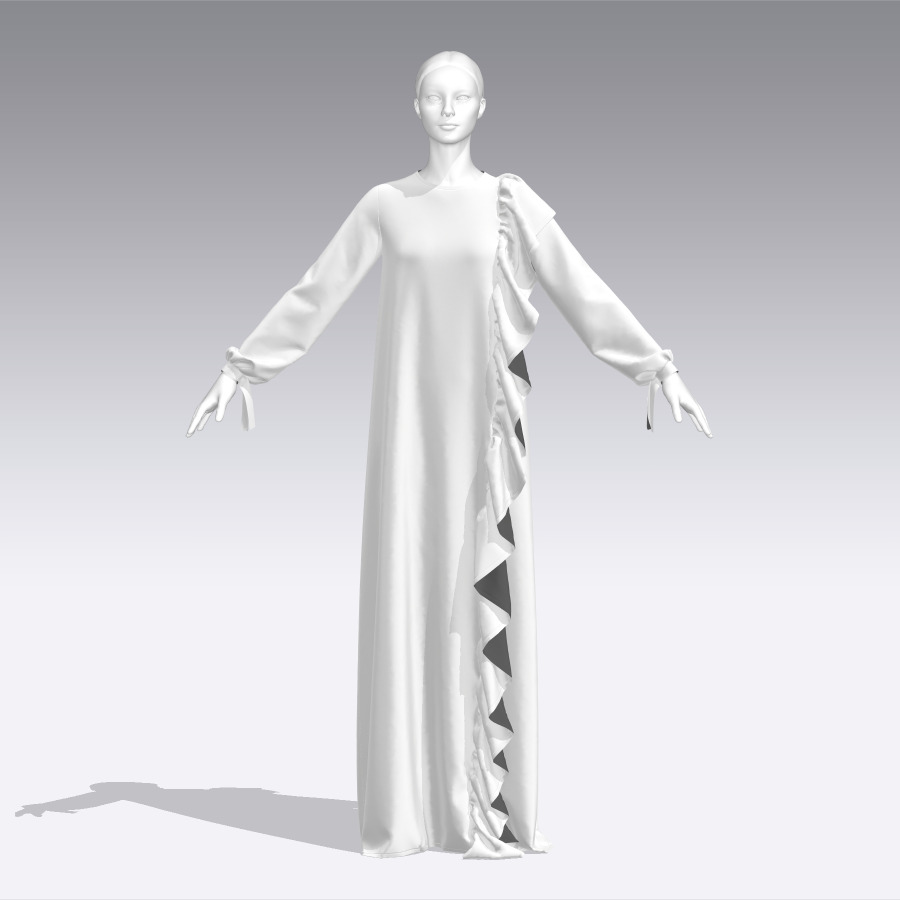 Dress V13 Walk Cycle Animation Clo Marvelous Designer Project 3D model_10