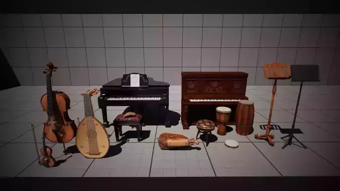 Musical Instruments Asset Pack Low-poly 3D model