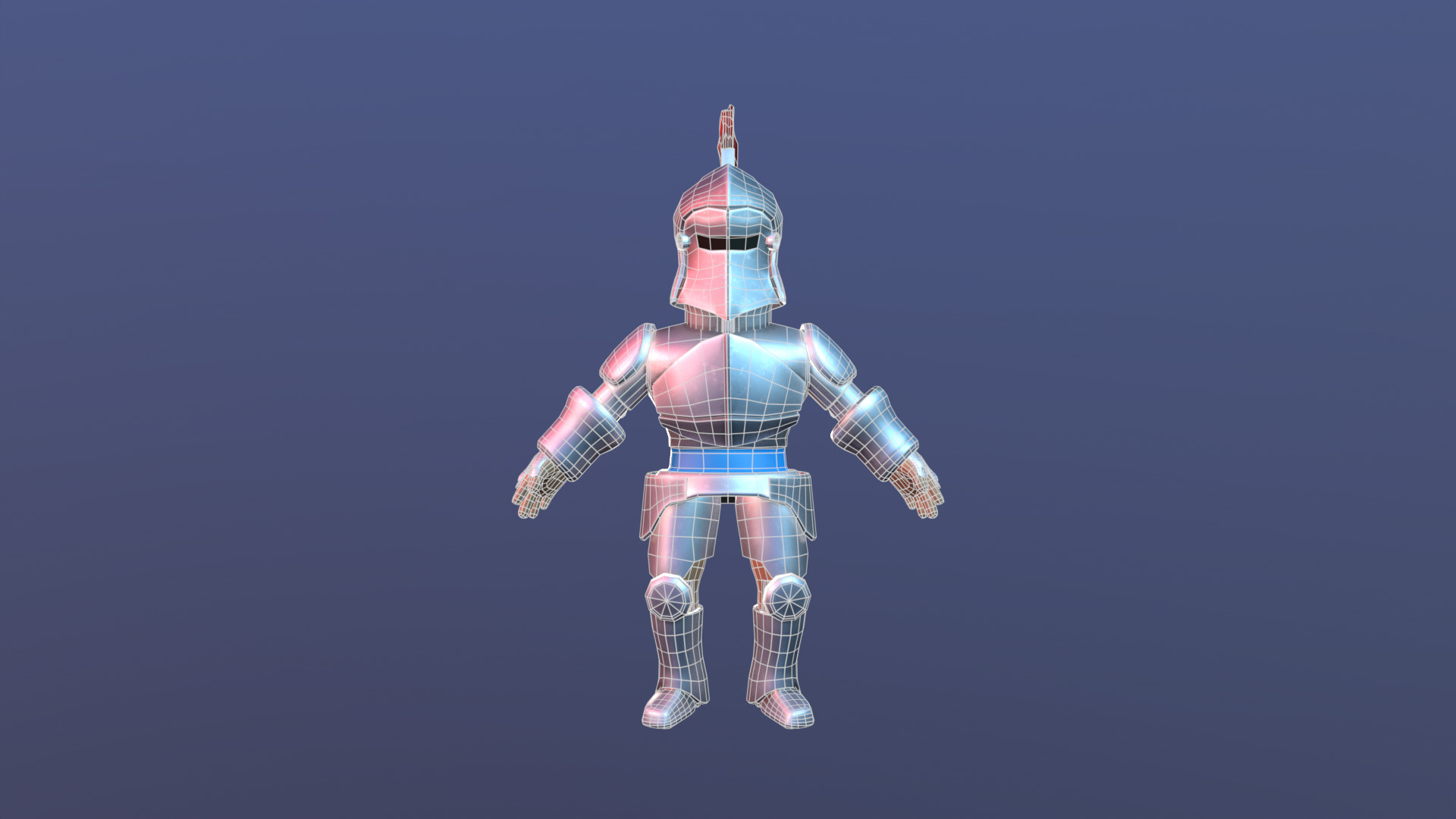 Cartoon Knight Low-poly 3D model_6