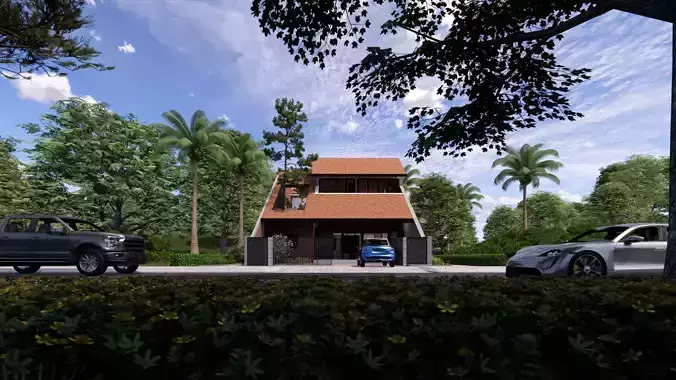  Tropical Modern House Interior and Exterior 3D Scene