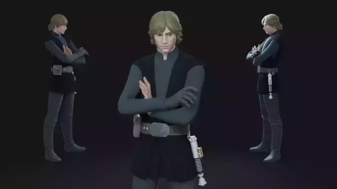 Luke Skywalker Jedi Knight Animation-Ready Low-poly 3D model