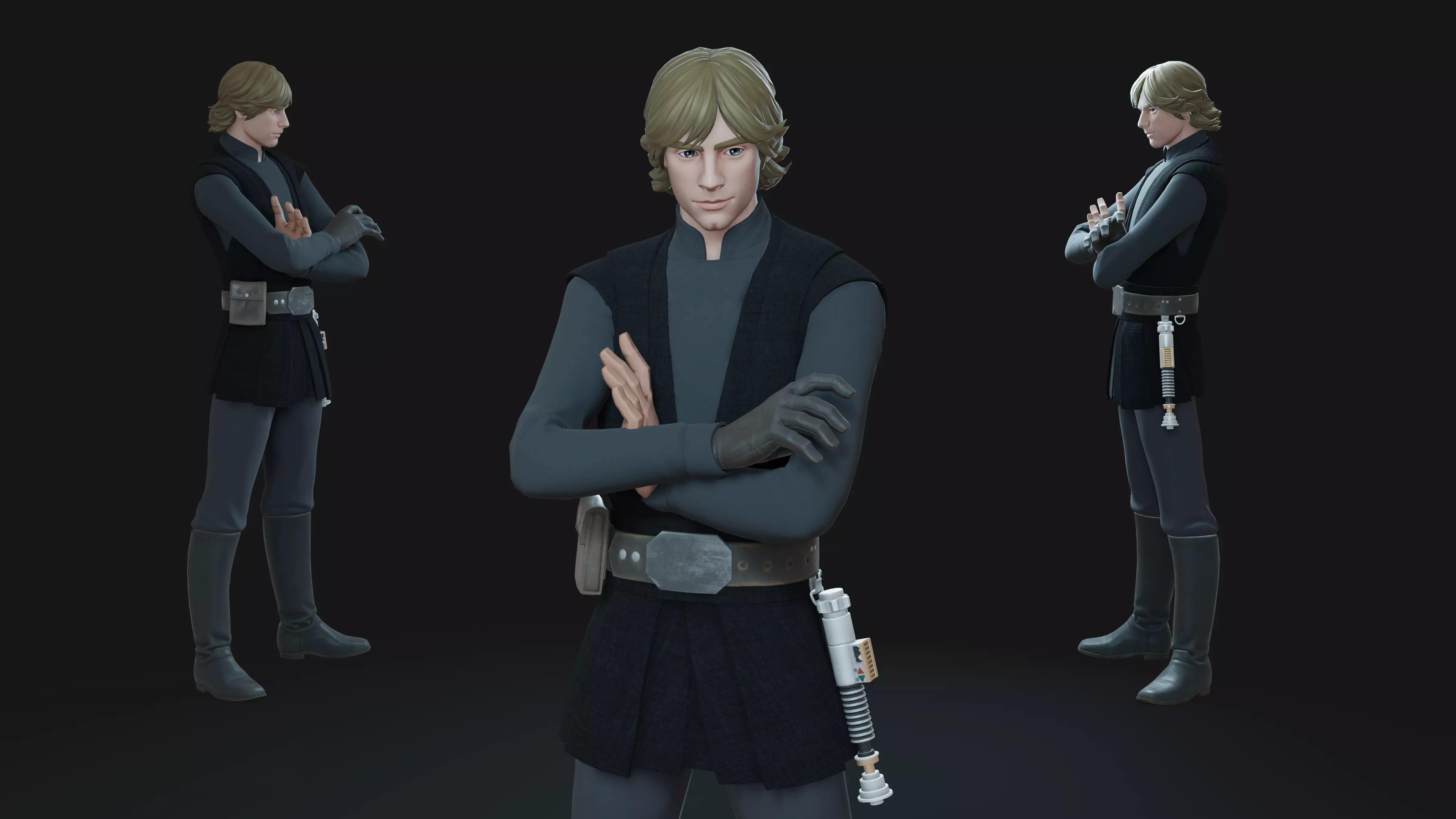 Luke Skywalker Jedi Knight Animation-Ready Low-poly 3D model_0