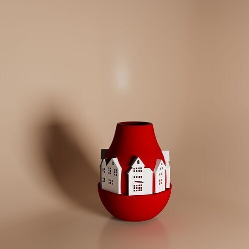 WINTER VILLAGE VASE FOR HOME DECOR 3D print model