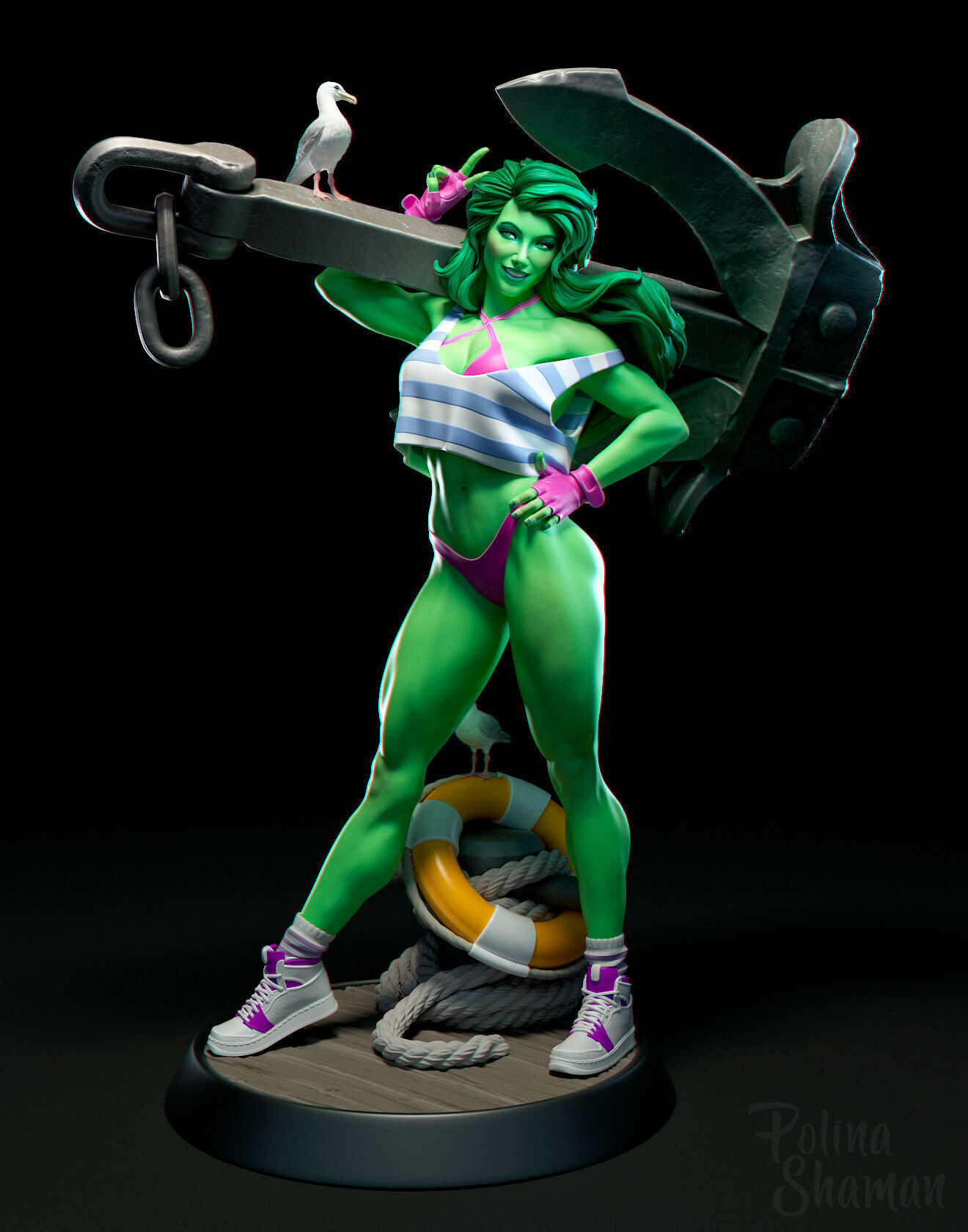 Fan She Hulk - printable stl 3D print model_2