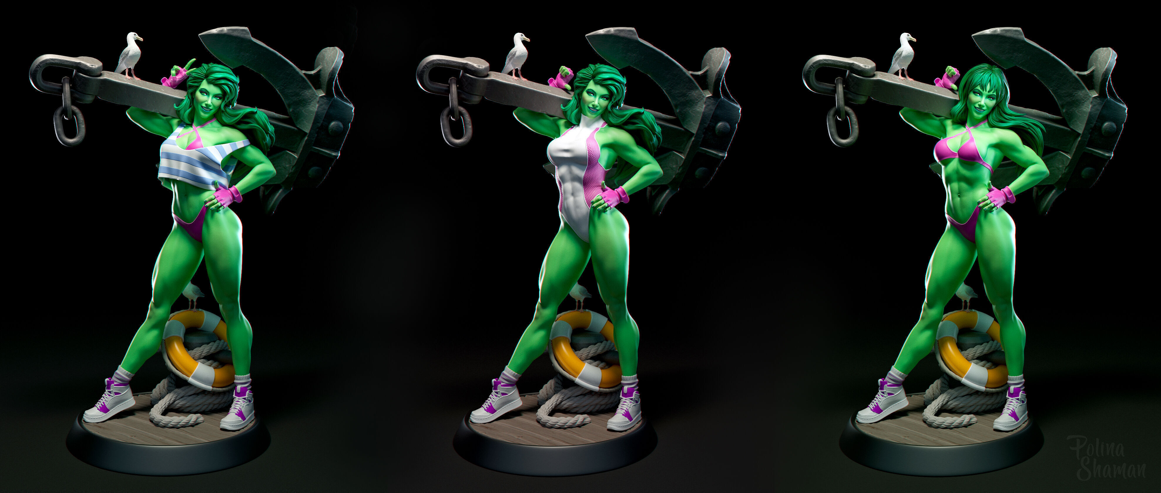 Fan She Hulk - printable stl 3D print model_1