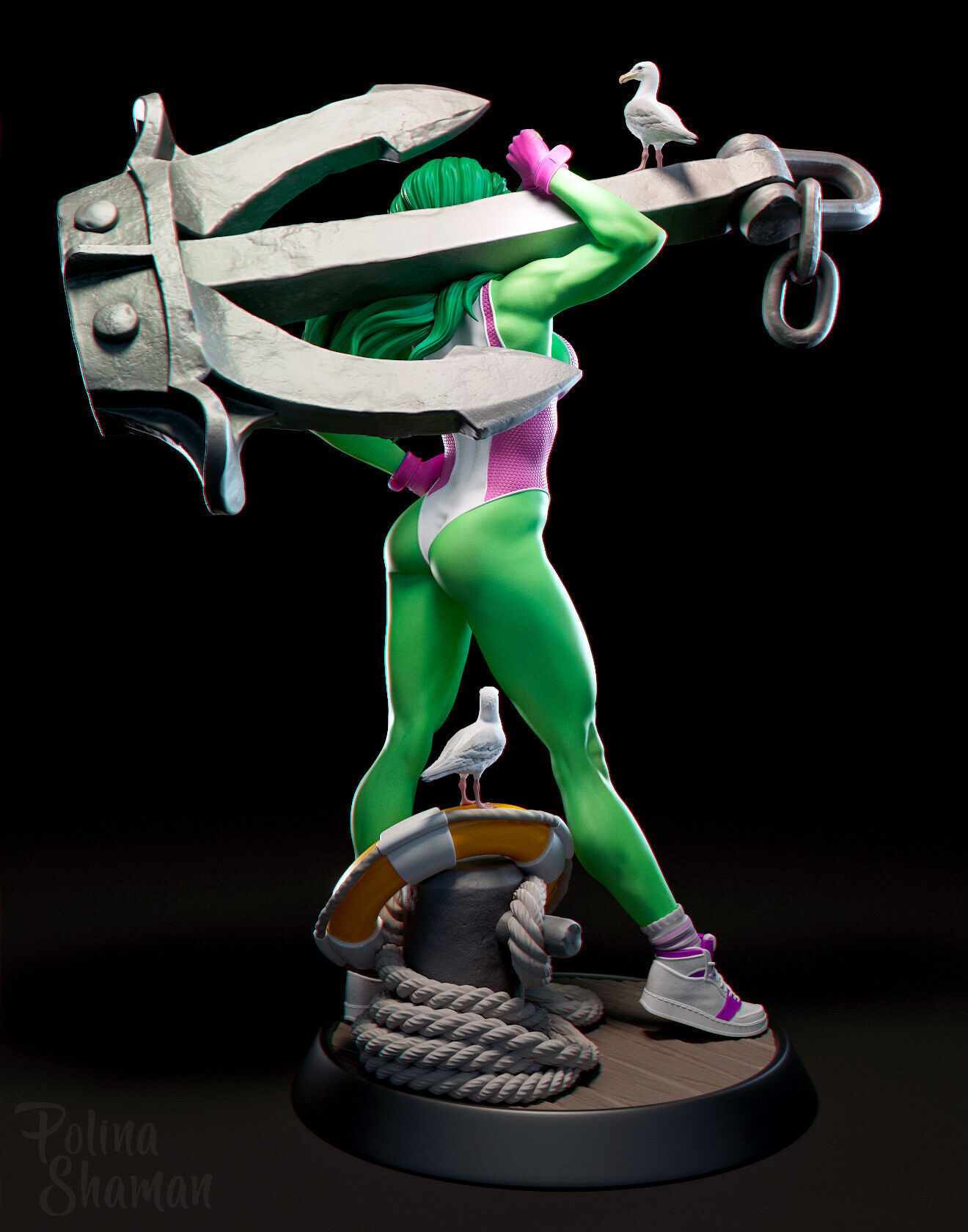 Fan She Hulk - printable stl 3D print model_3
