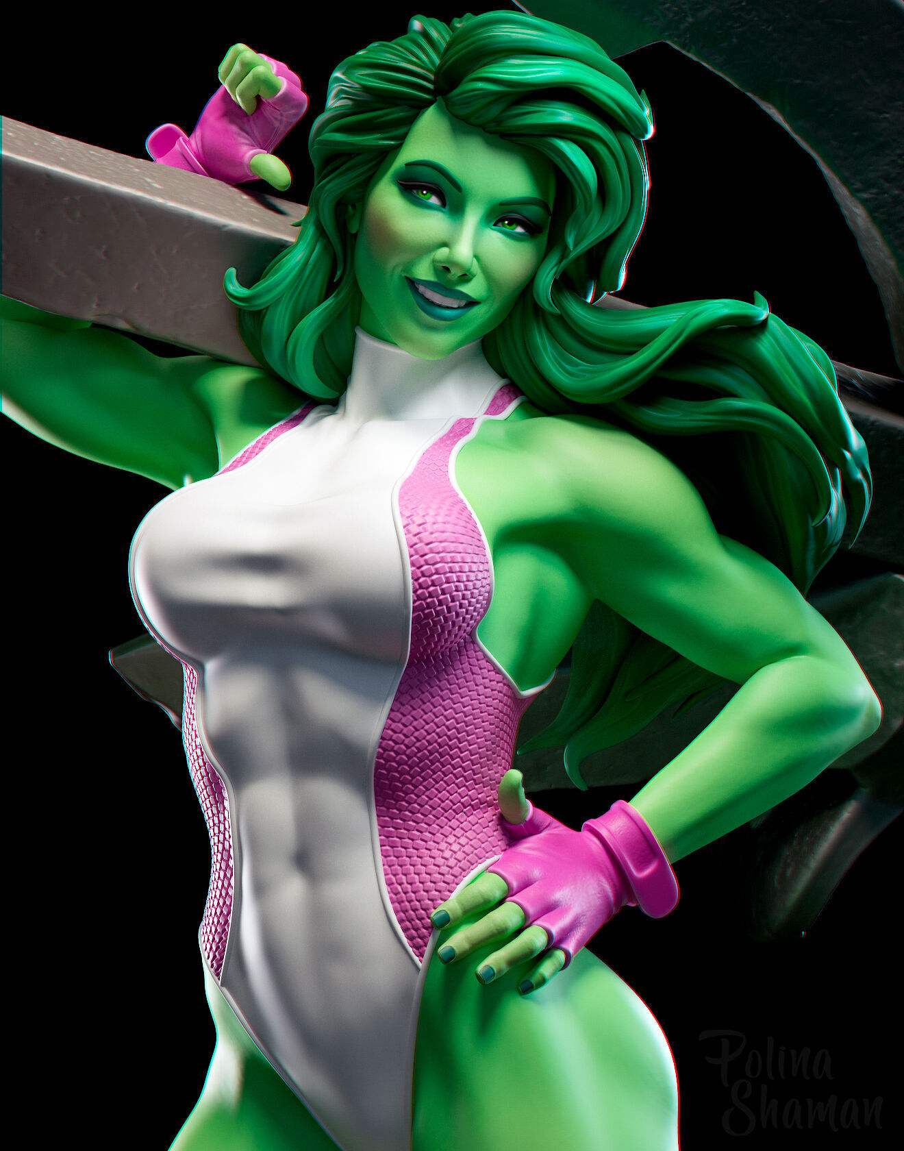 Fan She Hulk - printable stl 3D print model_11
