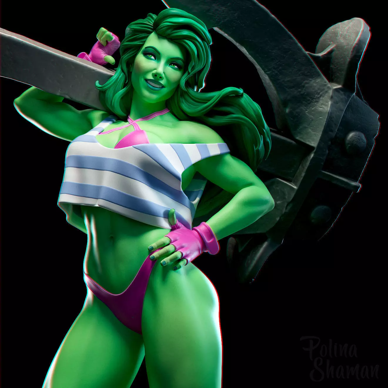 Fan She Hulk - printable stl 3D print model_0