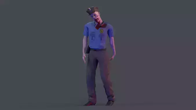 Zombie Police 01 Low-poly 3D model