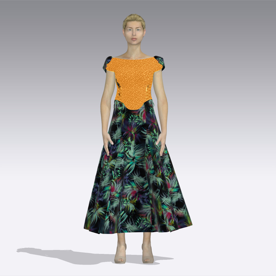 Womens lace dress rigged model Low-poly 3D model_19