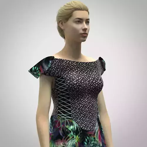Womens lace dress rigged model 