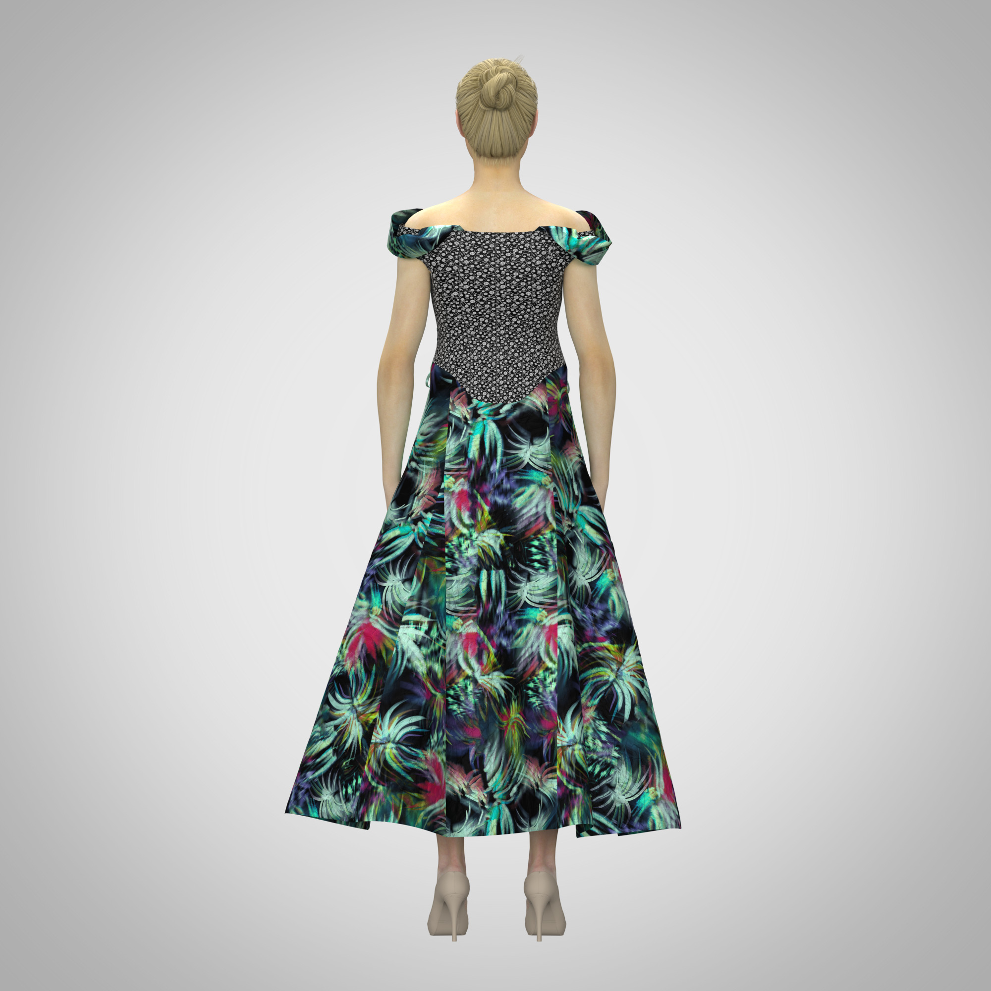 Womens lace dress rigged model Low-poly 3D model_2