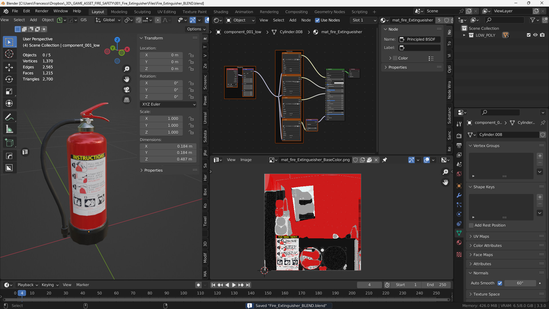 Fire Extinguisher 3D Model Low-poly 3D model_4
