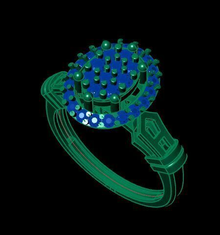 cluster diamond ring for diamonds 3D print model_12