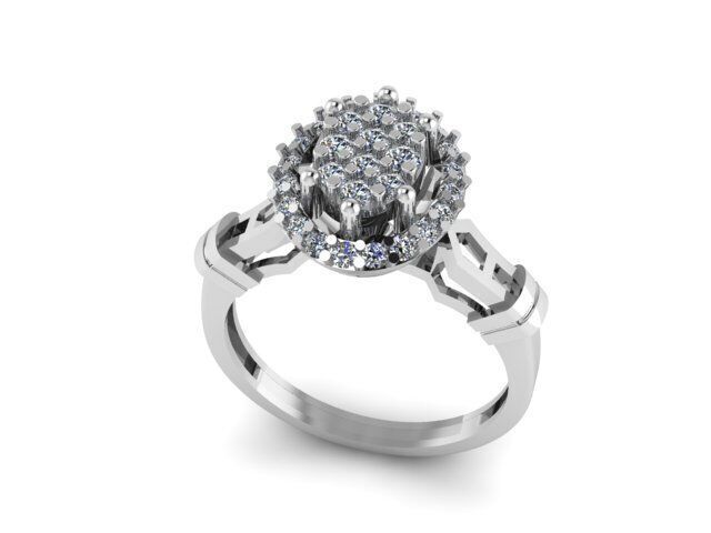 cluster diamond ring for diamonds 3D print model_4