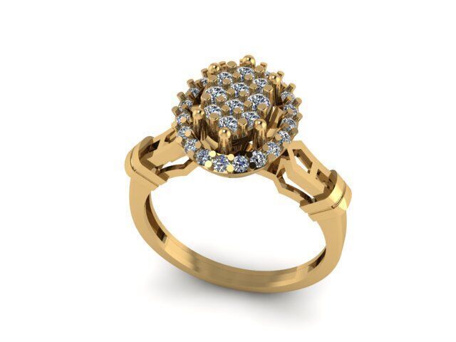 cluster diamond ring for diamonds 3D print model_3