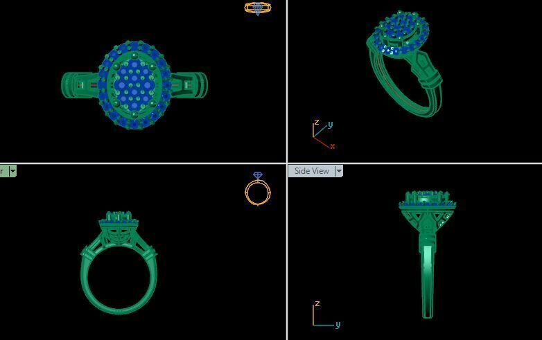 cluster diamond ring for diamonds 3D print model_16