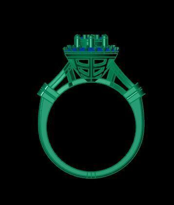 cluster diamond ring for diamonds 3D print model_14