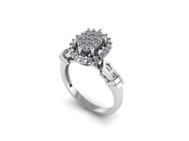 cluster diamond ring for diamonds 3D print model_1