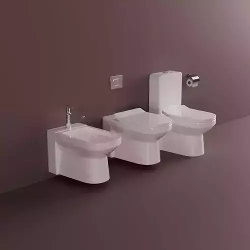 Toilet and Wall-Hung Toilet 3D Model 3D model