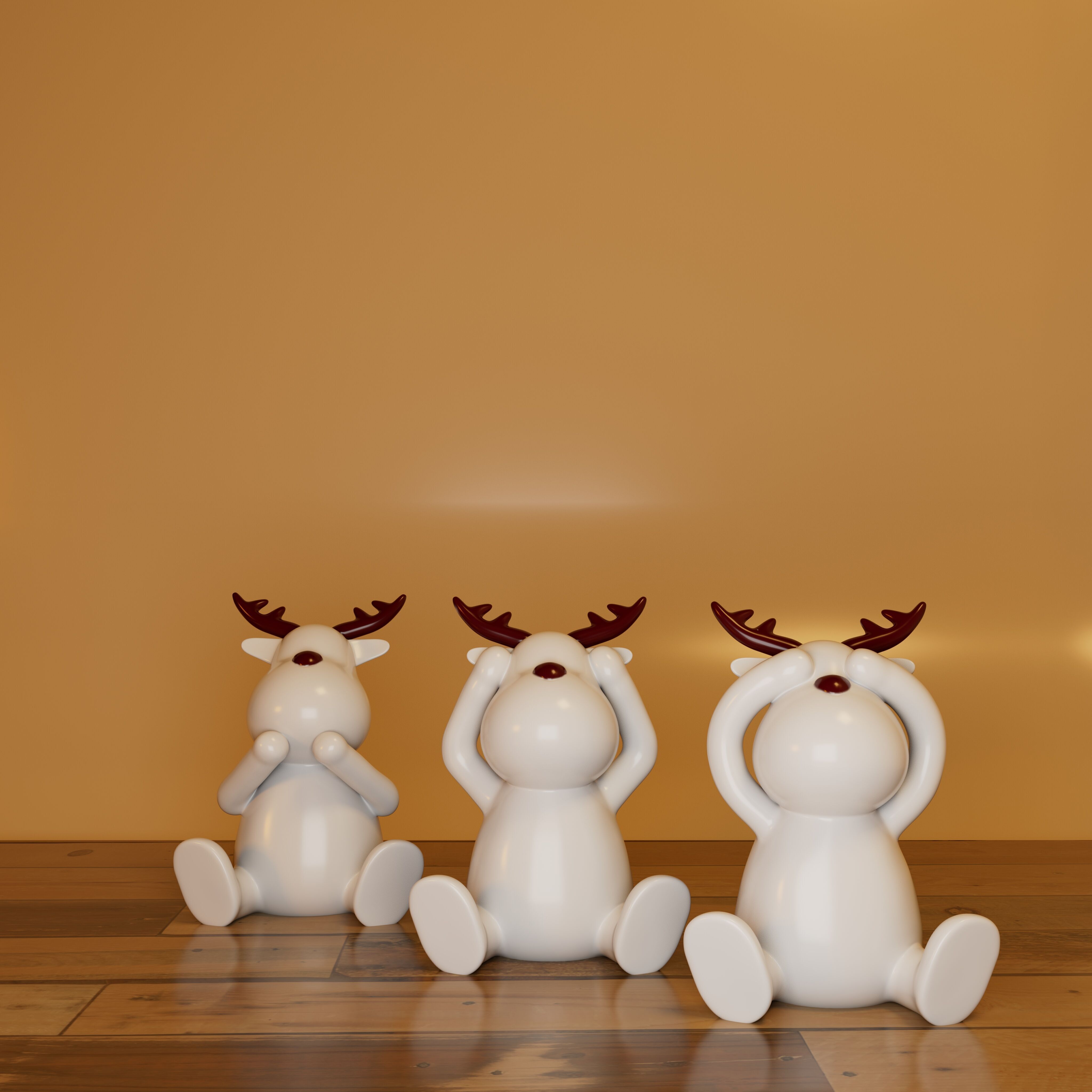Winter Reindeer 3 Piece Set for Decor 3D print model_2