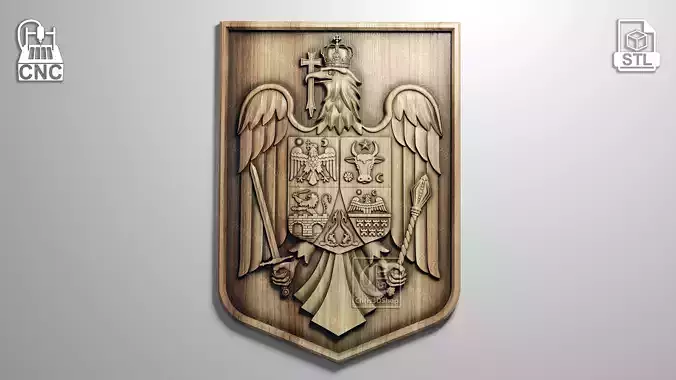 Coat of arms of Romania - Digital model for CNC and 3D Printing 3D print model
