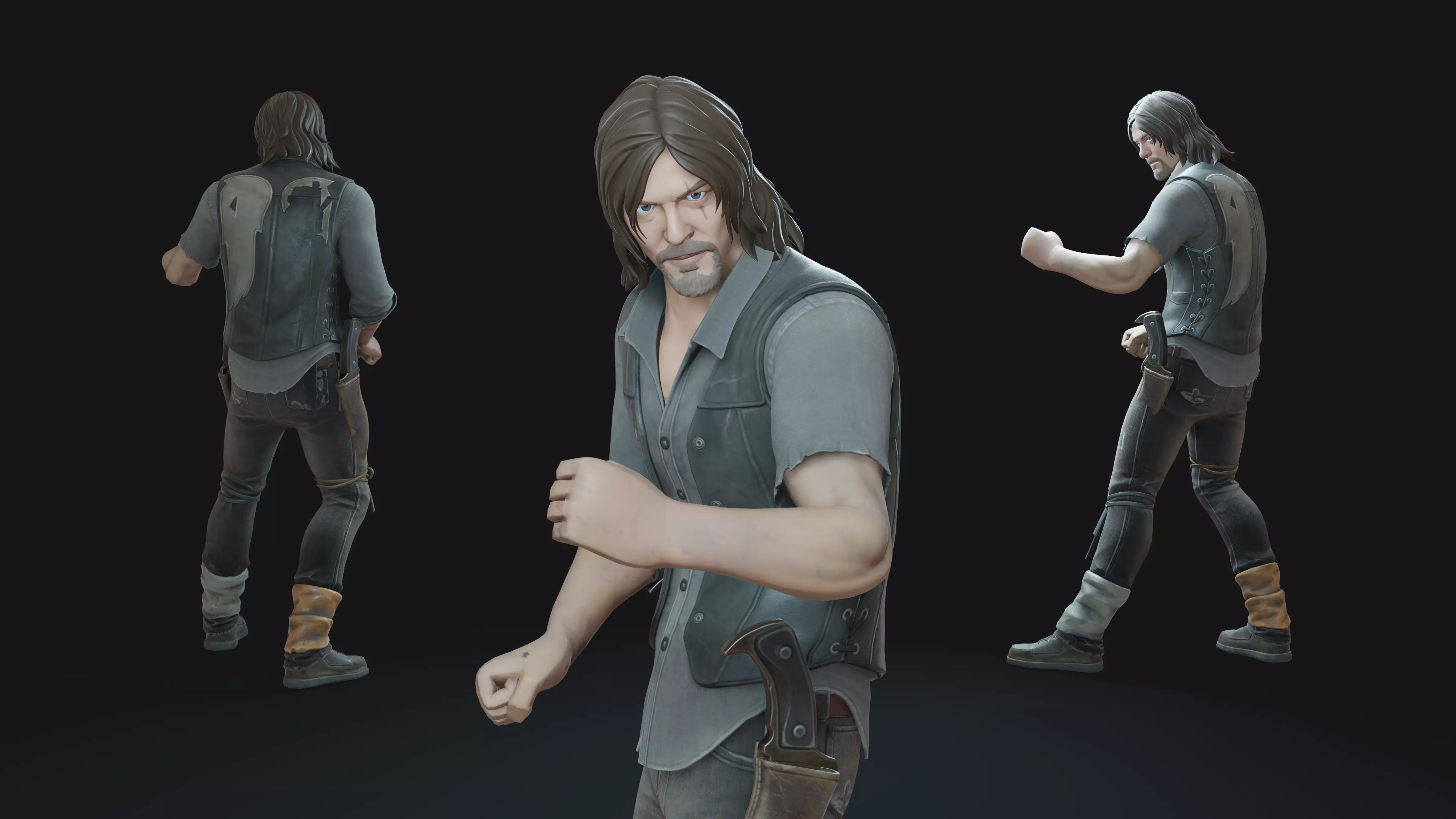 Daryl Dixon Animation-Ready Survivor Low-poly 3D model