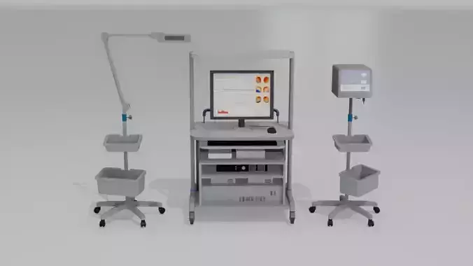 Hospital Equipment Neurofax Electroencephalograph  Low-poly 3D model