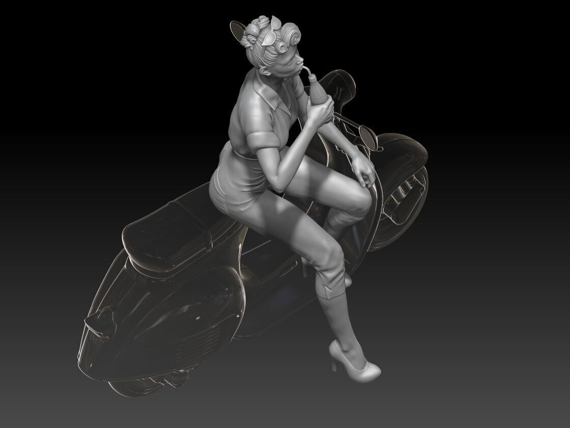 PIN UP and vespa girl 2 3D print model_3