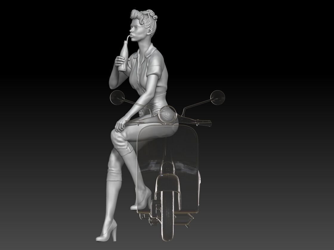 PIN UP and vespa girl 2 3D print model_1