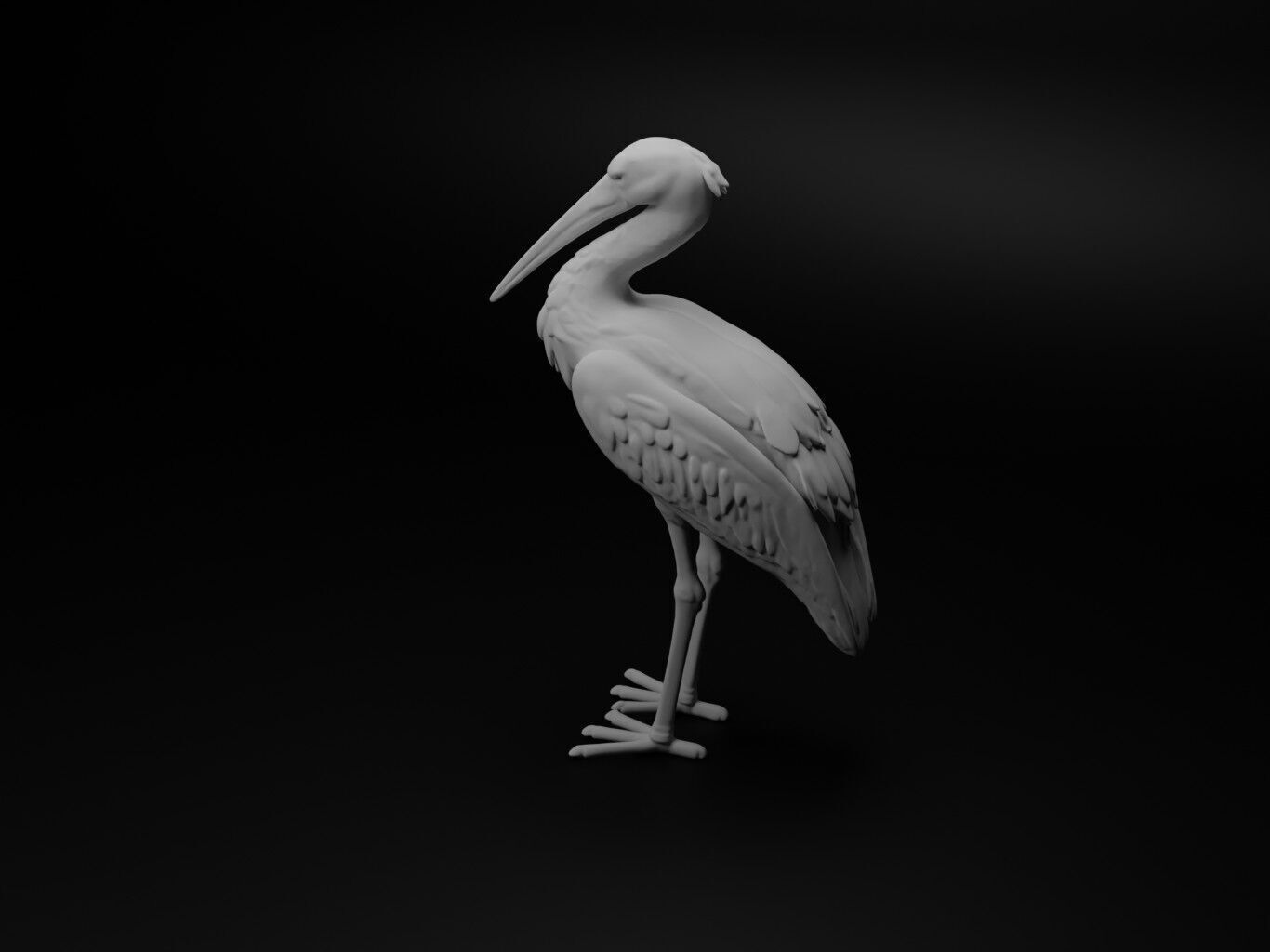 Stork Animal Figure 3D print model_1