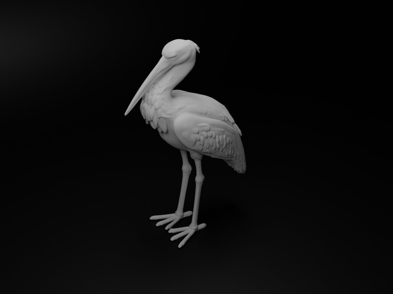 Stork Animal Figure 3D print model_2